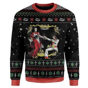 Jesus And Elvis Presley For Unisex Ugly Christmas Sweater