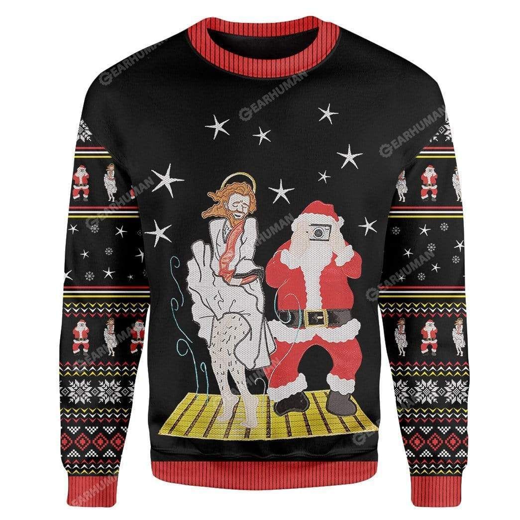 Jesus And Santa Ugly Christmas Sweater Jesus And Santa Ugly Christmas Sweater