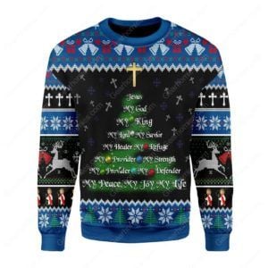 Jesus Christmas Tree For Unisex Ugly Christmas Sweater
