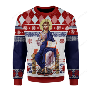 Jesus Evlogon Greek Byzantine Orthodox Ugly Christmas Sweater