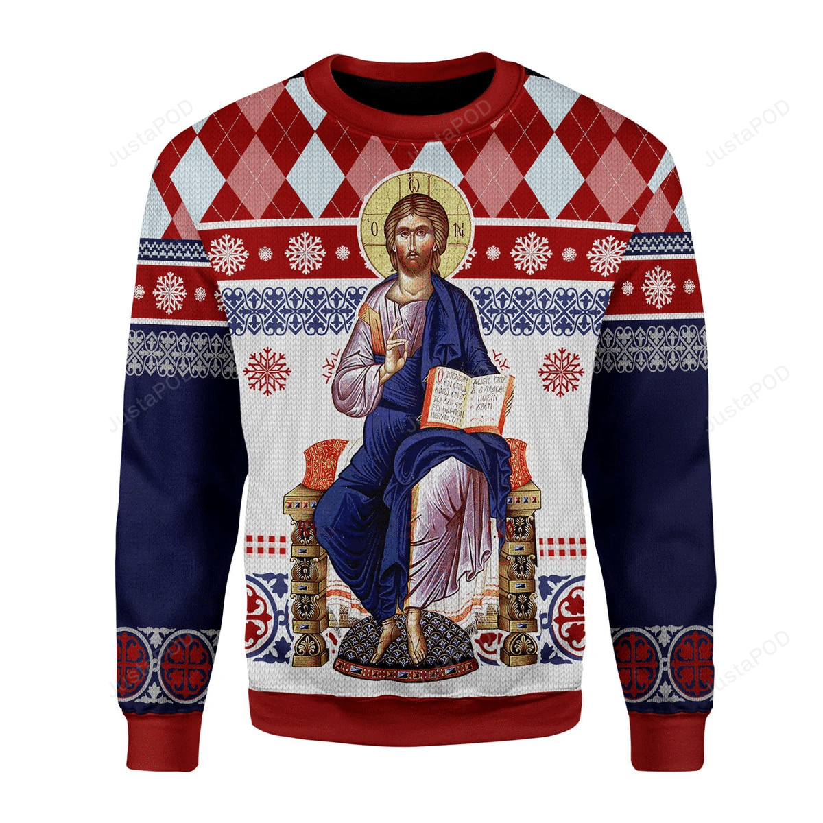 Jesus Evlogon Greek Byzantine Orthodox Ugly Christmas Sweater Jesus Evlogon Greek Byzantine Orthodox Ugly Christmas Sweater