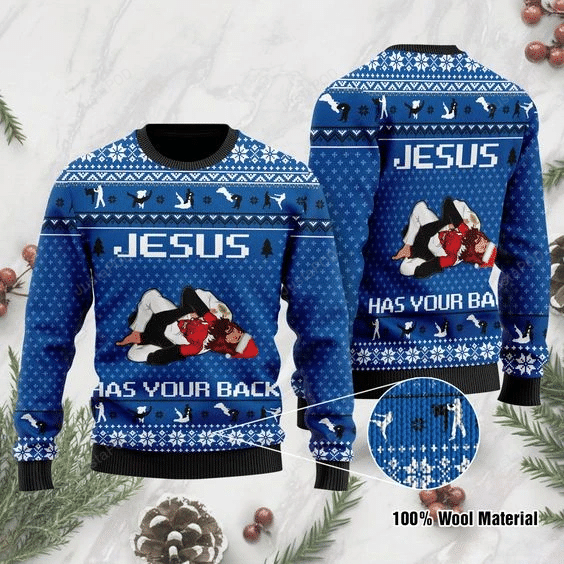 Jesus Has Your Back Ugly Christmas Sweater Jesus Has Your Back Ugly Christmas Sweater
