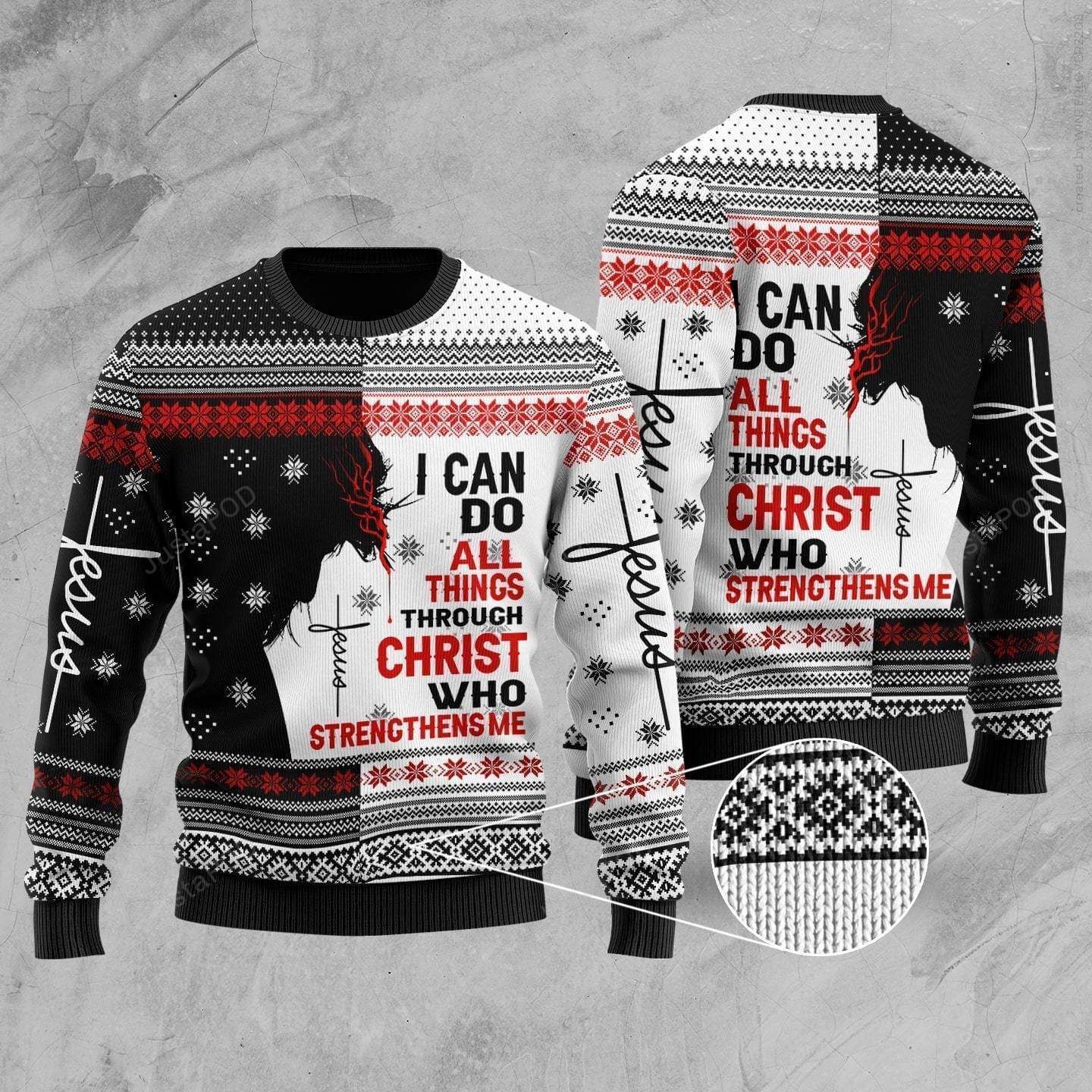 Jesus I Can Do All Things Ugly Christmas Sweater Jesus I Can Do All Things Ugly Christmas Sweater