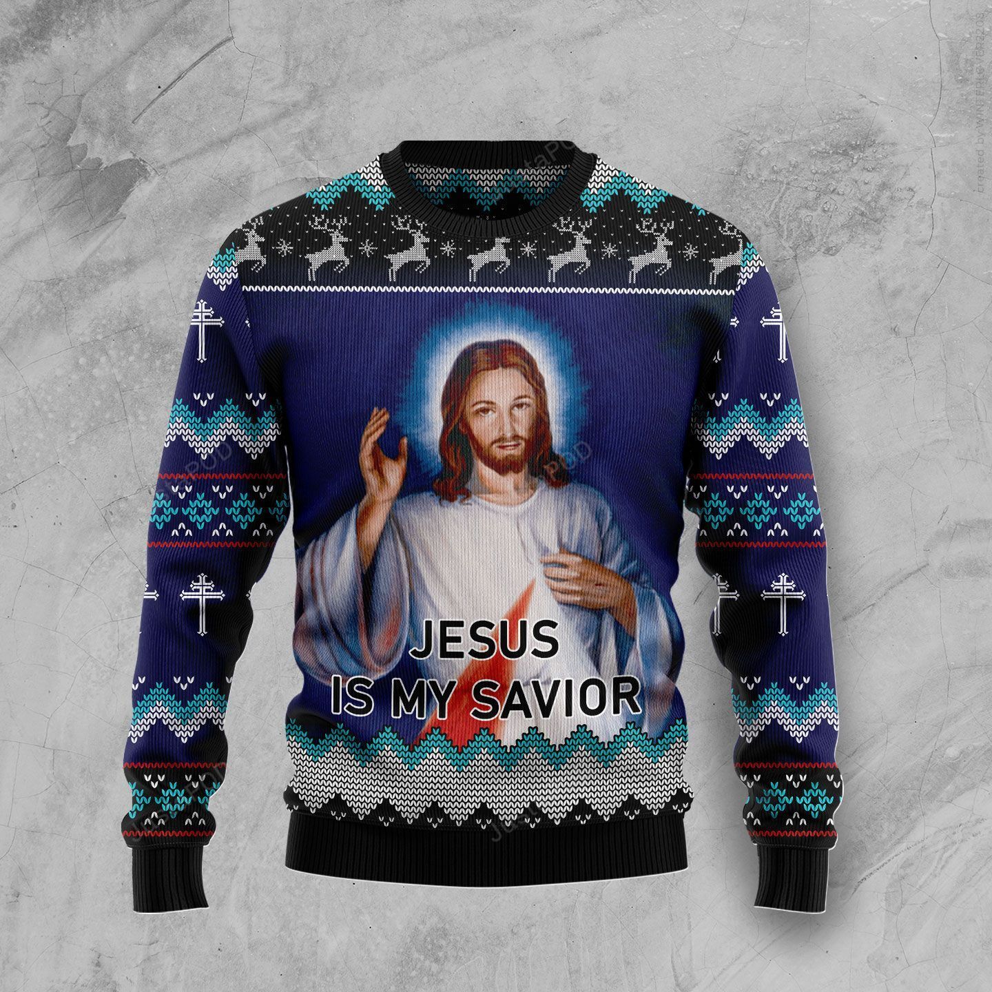 Jesus Is My Savior Christmas Ugly Sweater Jesus Is My Savior Christmas Ugly Sweater