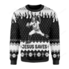 Jesus Saves Baseball Christmas Ugly Sweater