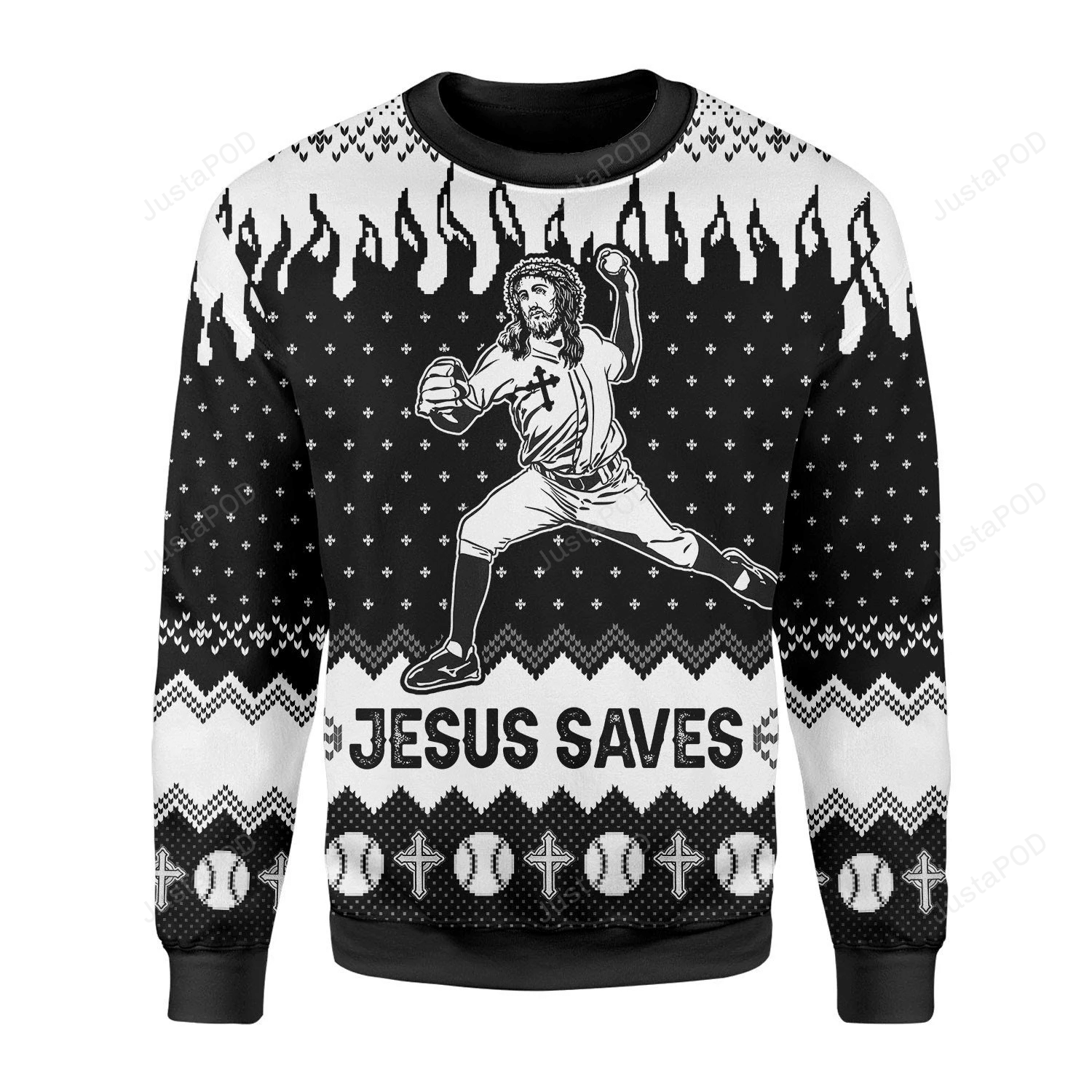 Jesus Saves Baseball Ugly Christmas Sweater Jesus Saves Baseball Ugly Christmas Sweater