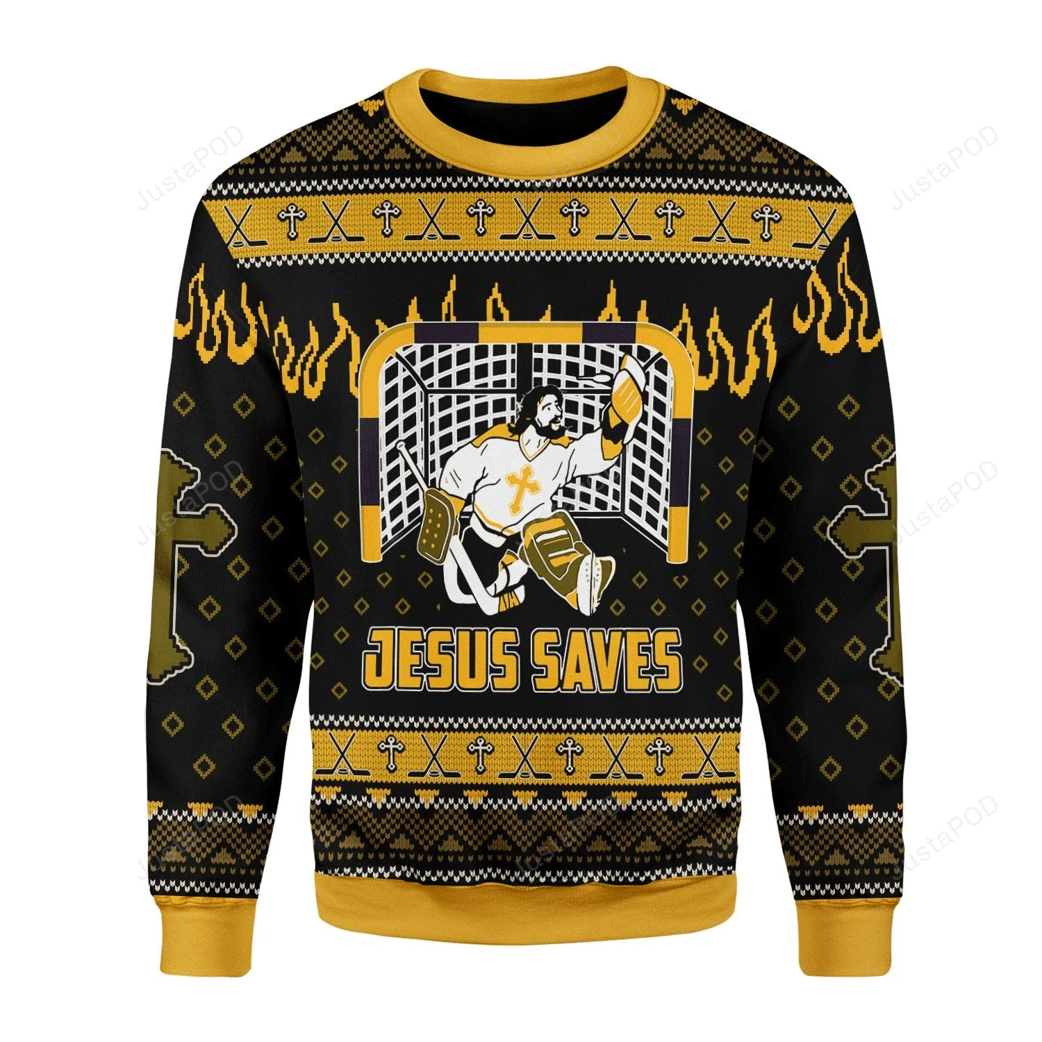 Jesus Saves Hockey Ugly Christmas Sweater Jesus Saves Hockey Ugly Christmas Sweater