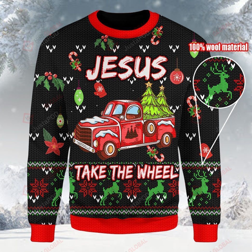 Jesus Take The Wheel Ugly Christmas Sweater Jesus Take The Wheel Ugly Christmas Sweater