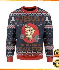 Jesus The Ultimate Deadlifter Ugly Christmas Sweater