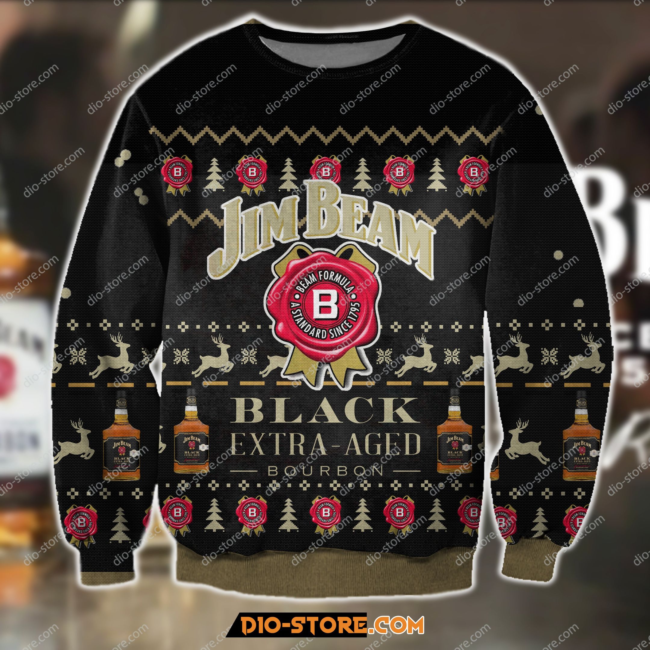 Jim Beam Black Extra Aged Bourbon For Unisex Ugly Christmas Sweater Jim Beam Black Extra Aged Bourbon For Unisex Ugly Christmas Sweater