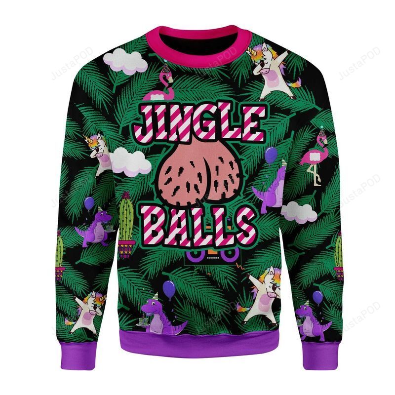 Jingle Balls And Unicorn Ugly Christmas Sweater Jingle Balls And Unicorn Ugly Christmas Sweater