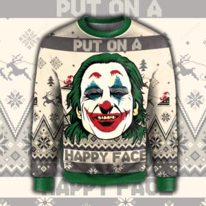 Joker Put On A Happy Face Ugly Christmas Sweater