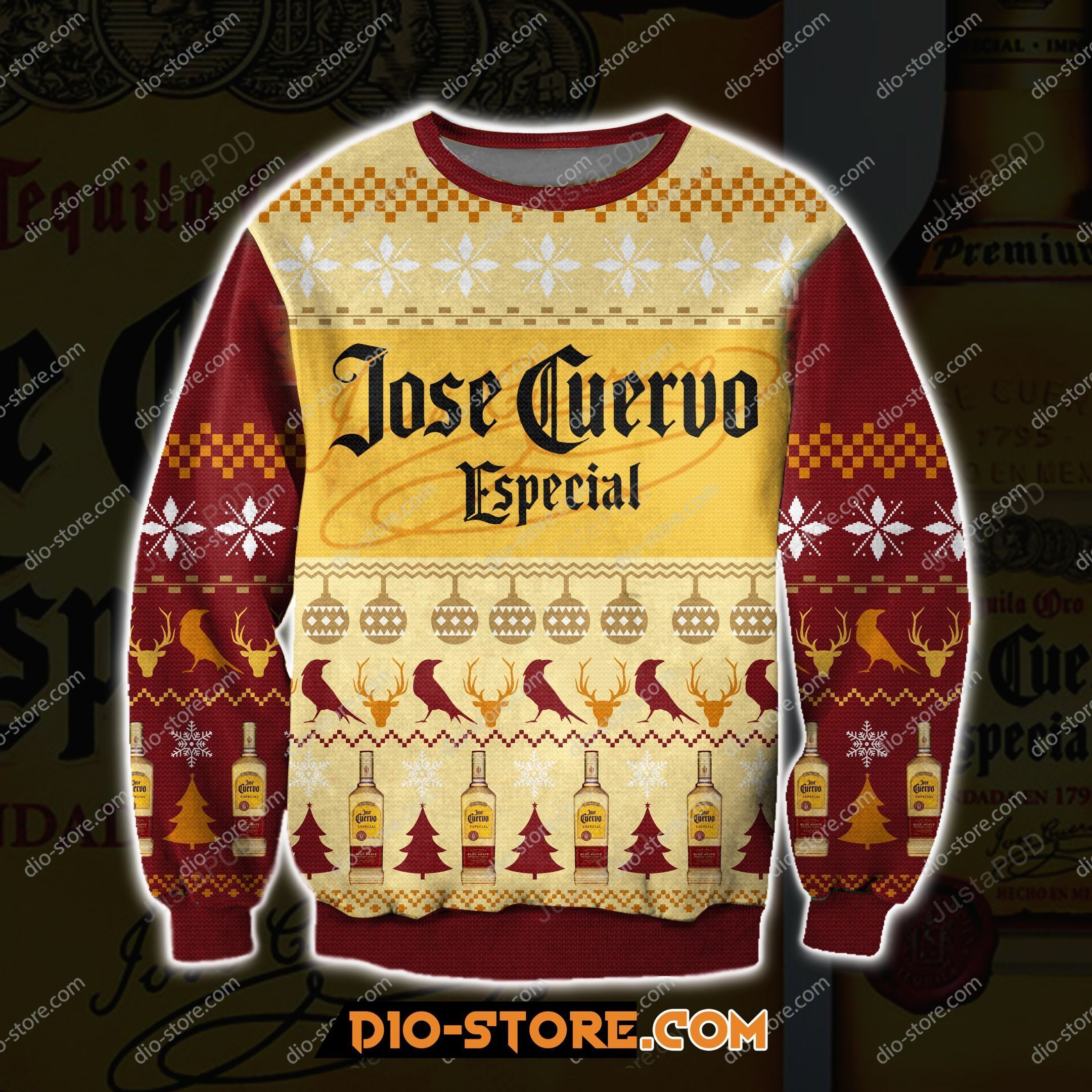 Jose Cuervo Especial Tequila Knitting Pattern 3d Print Ugly Sweater Jose Cuervo Especial Tequila Knitting Pattern 3d Print Ugly Sweater