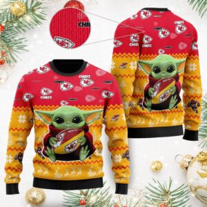 Kansas City Chiefs Baby Yoda Shirt For American Football Fans Ugly Christmas Sweater