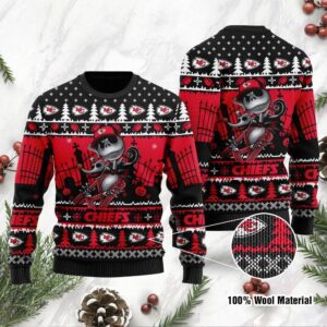 Kansas City Chiefs Jack Skellington Halloween Ugly Christmas Sweater