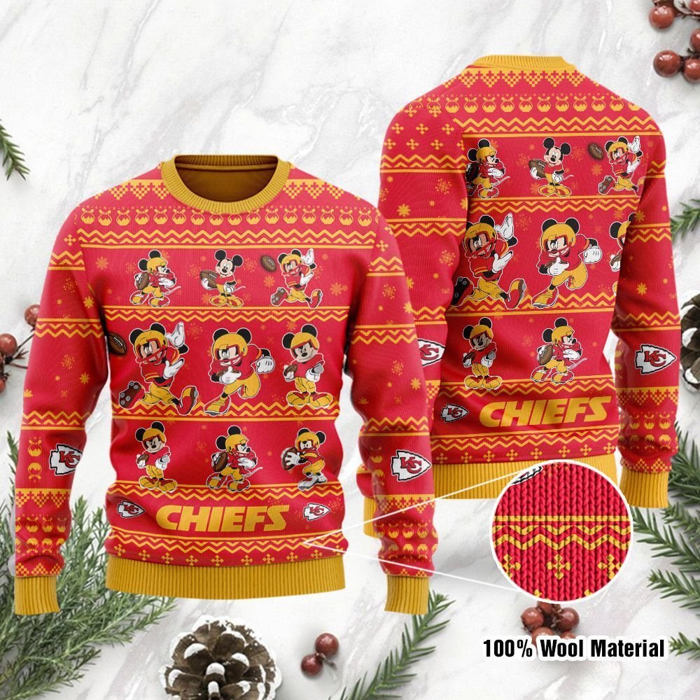 Kansas City Chiefs Mickey Mouse Ugly Christmas Sweater Kansas City Chiefs Mickey Mouse Ugly Christmas Sweater