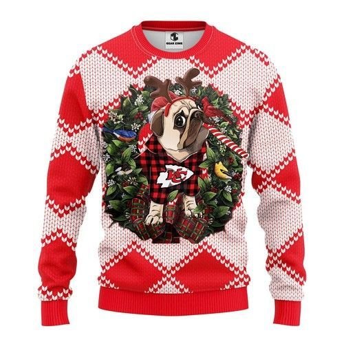 Kansas City Chiefs Pug Dog Ugly Christmas Sweater Kansas City Chiefs Pug Dog Ugly Christmas Sweater
