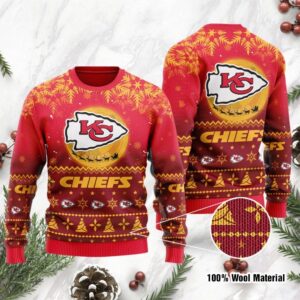 Kansas City Chiefs Santa Claus In The Moon Ugly Christmas Sweater