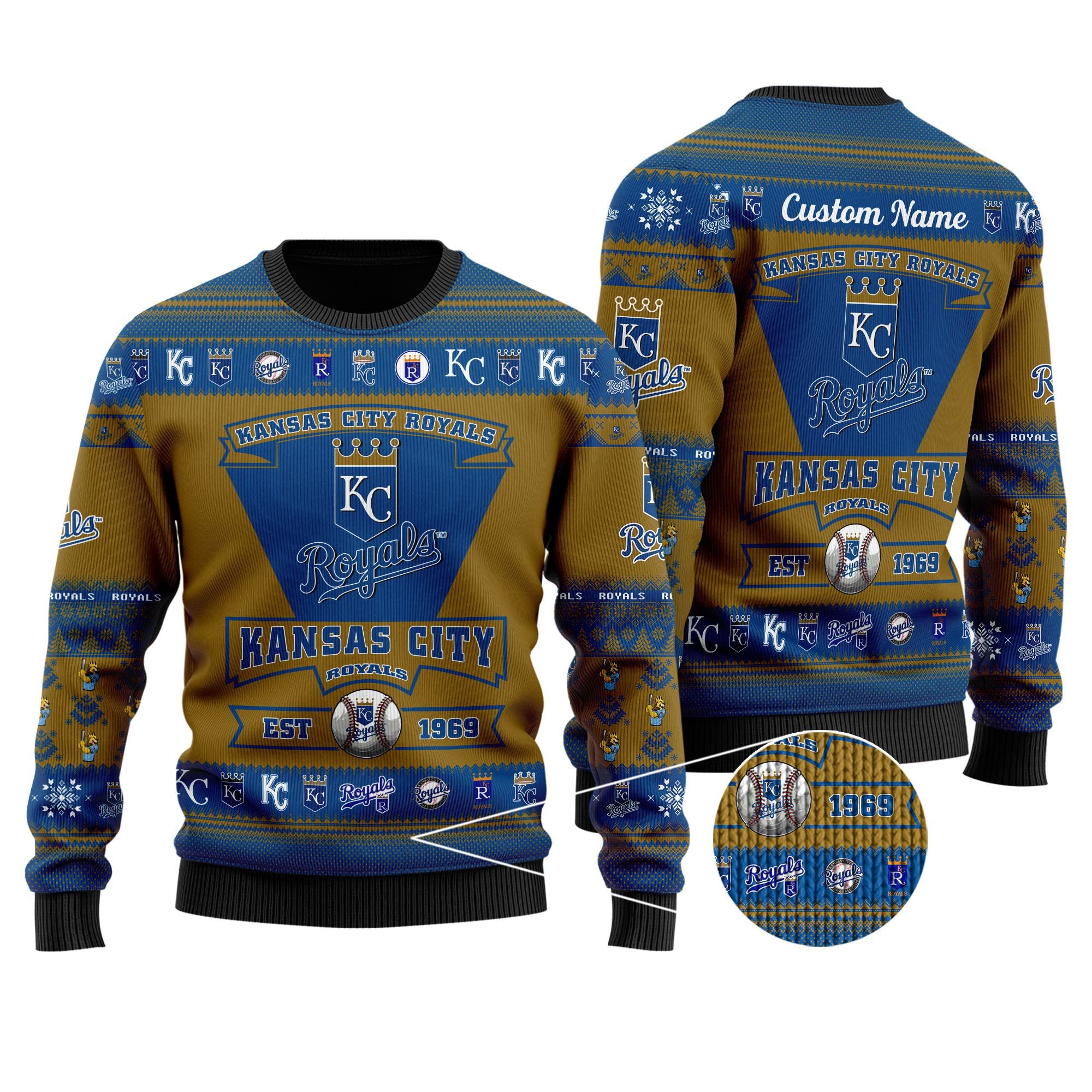 Kansas City Royals Football Team Logo Custom Name Personalized Ugly Christmas Sweater Kansas City Royals Football Team Logo Custom Name Personalized Ugly Christmas Sweater