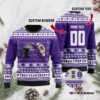 Kansas State Wildcats Custom Name & Number Personalized Ugly Christmas Sweater