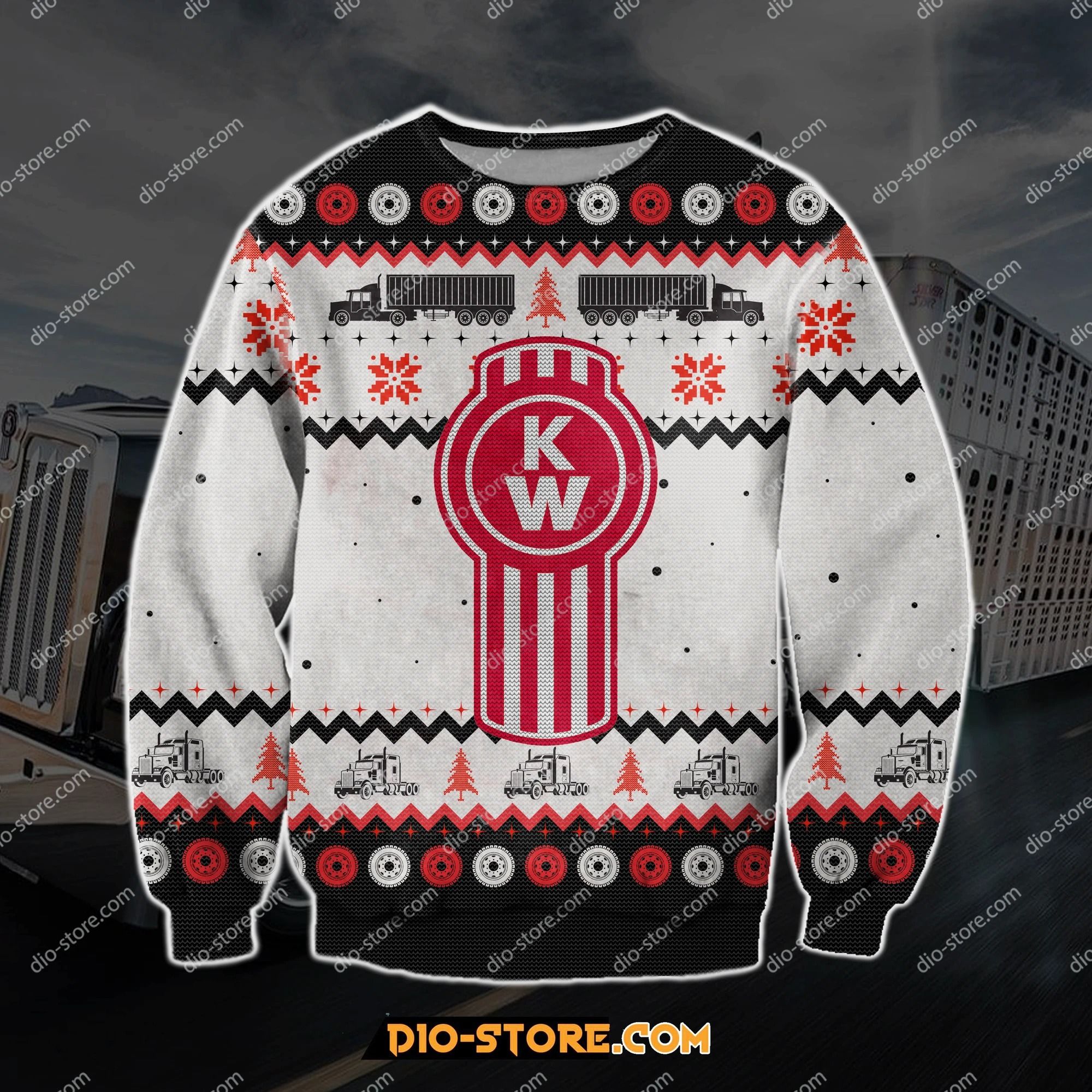 Kenworth trucks knitting pattern 3d print ugly christmas sweater Kenworth trucks knitting pattern 3d print ugly christmas sweater