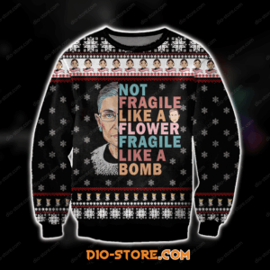 Knitting Pattern 3D All Over Print Ruth Bader Ginsburg Ugly Christmas Sweater