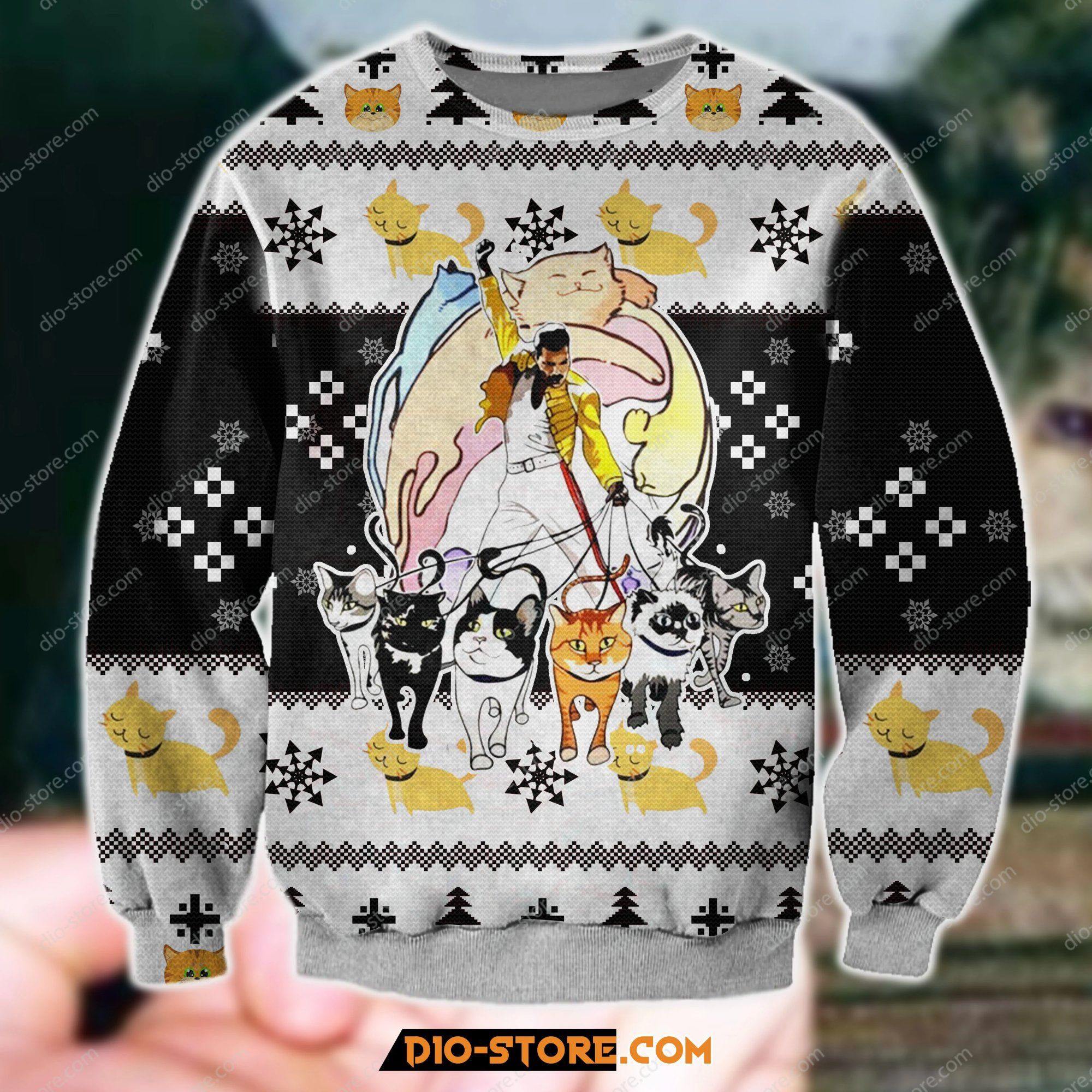 Knitting Pattern Freddie Mercury And His Cats For Unisex Ugly Christmas Sweater Knitting Pattern Freddie Mercury And His Cats For Unisex Ugly Christmas Sweater