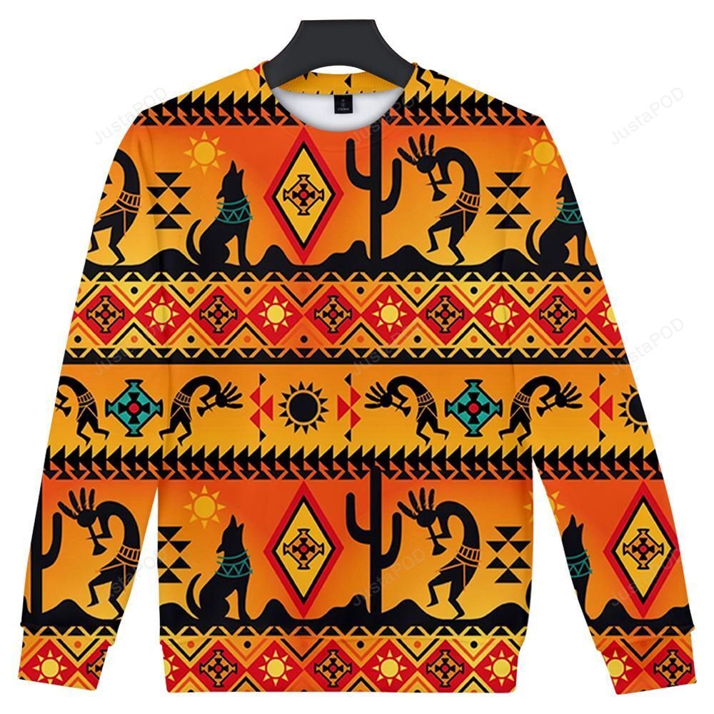 Kokopelli Myth Yellow Native American Ugly Christmas Sweater Kokopelli Myth Yellow Native American Ugly Christmas Sweater