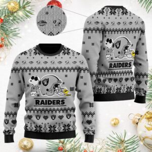 Las Vegas Raiders Cute The Snoopy Show Football Helmet 3D All Over Print Ugly Christmas Sweater