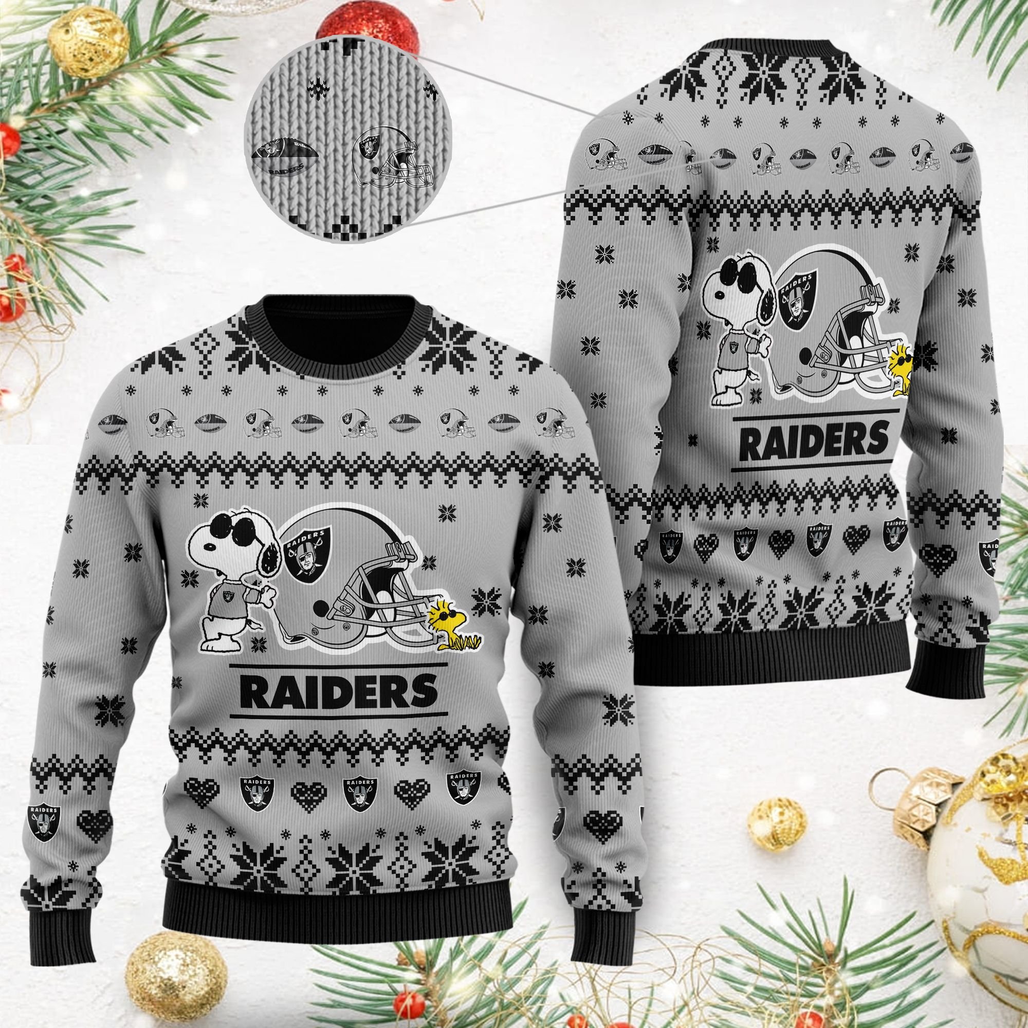 Las Vegas Raiders Cute The Snoopy Show Football Helmet 3D All Over Print Ugly Christmas Sweater Las Vegas Raiders Cute The Snoopy Show Football Helmet 3D All Over Print Ugly Christmas Sweater