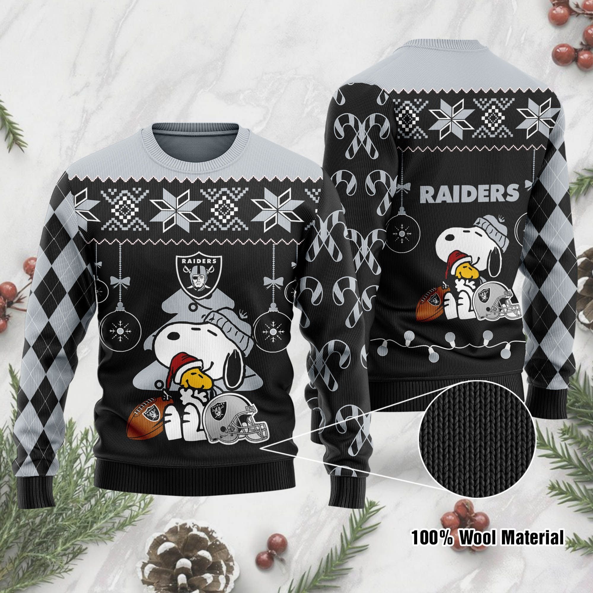 Las Vegas Raiders Funny Charlie Brown Peanuts Snoopy Ugly Christmas Sweater Las Vegas Raiders Funny Charlie Brown Peanuts Snoopy Ugly Christmas Sweater