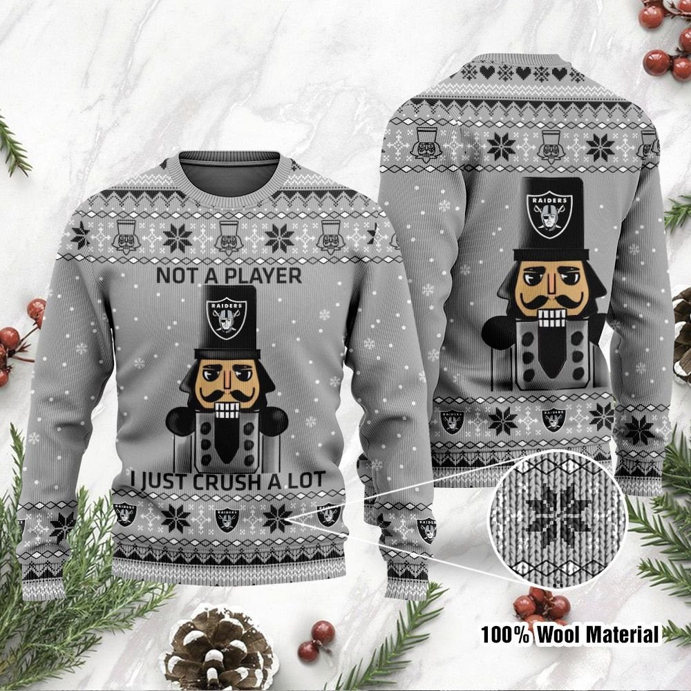 Las Vegas Raiders I Am Not A Player I Just Crush Alot Ugly Christmas Sweater Las Vegas Raiders I Am Not A Player I Just Crush Alot Ugly Christmas Sweater