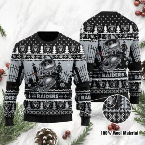 Las Vegas Raiders Jack Skellington Halloween Ugly Christmas Sweater