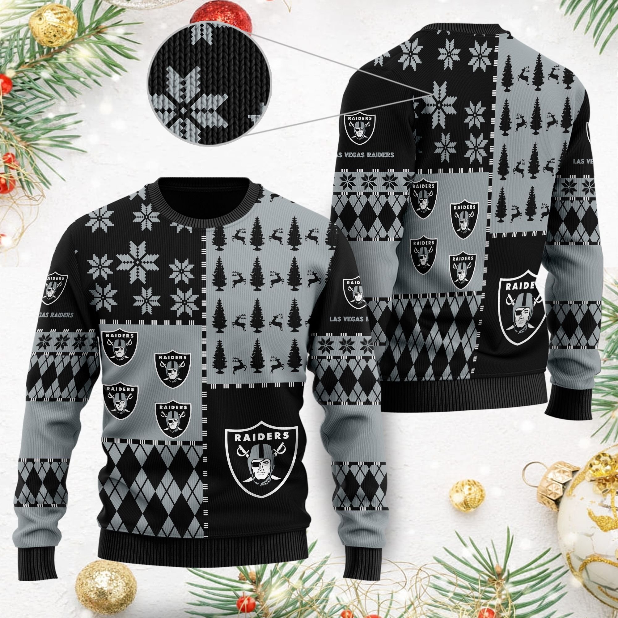 Las Vegas Raiders Ugly Christmas Sweaters Best Christmas Gift For Raiders Fans Las Vegas Raiders Ugly Christmas Sweaters Best Christmas Gift For Raiders Fans