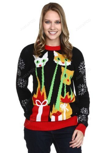 Laser Cat Zillas Ugly Christmas Sweater Laser Cat Zillas Ugly Christmas Sweater