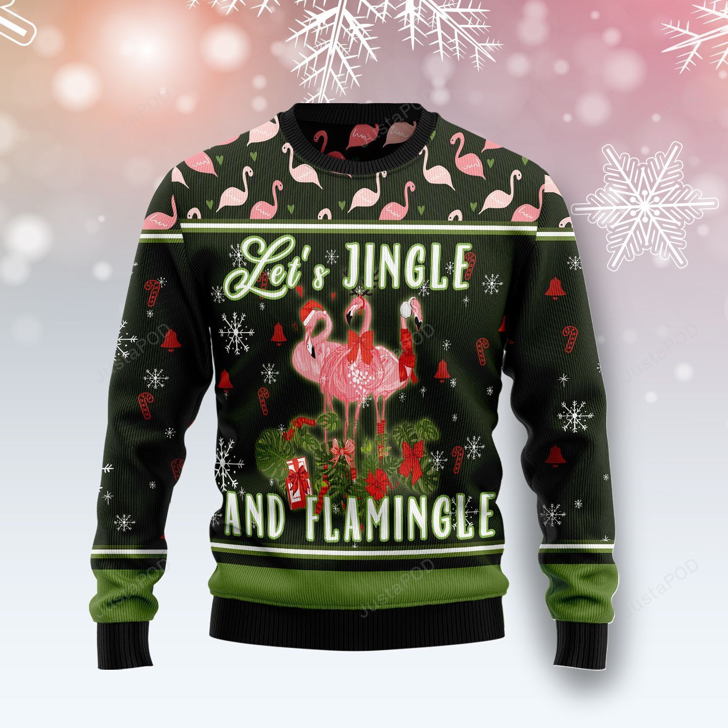 Let?s Jingle And Flamingle Ugly Christmas Sweater Let?s Jingle And Flamingle Ugly Christmas Sweater
