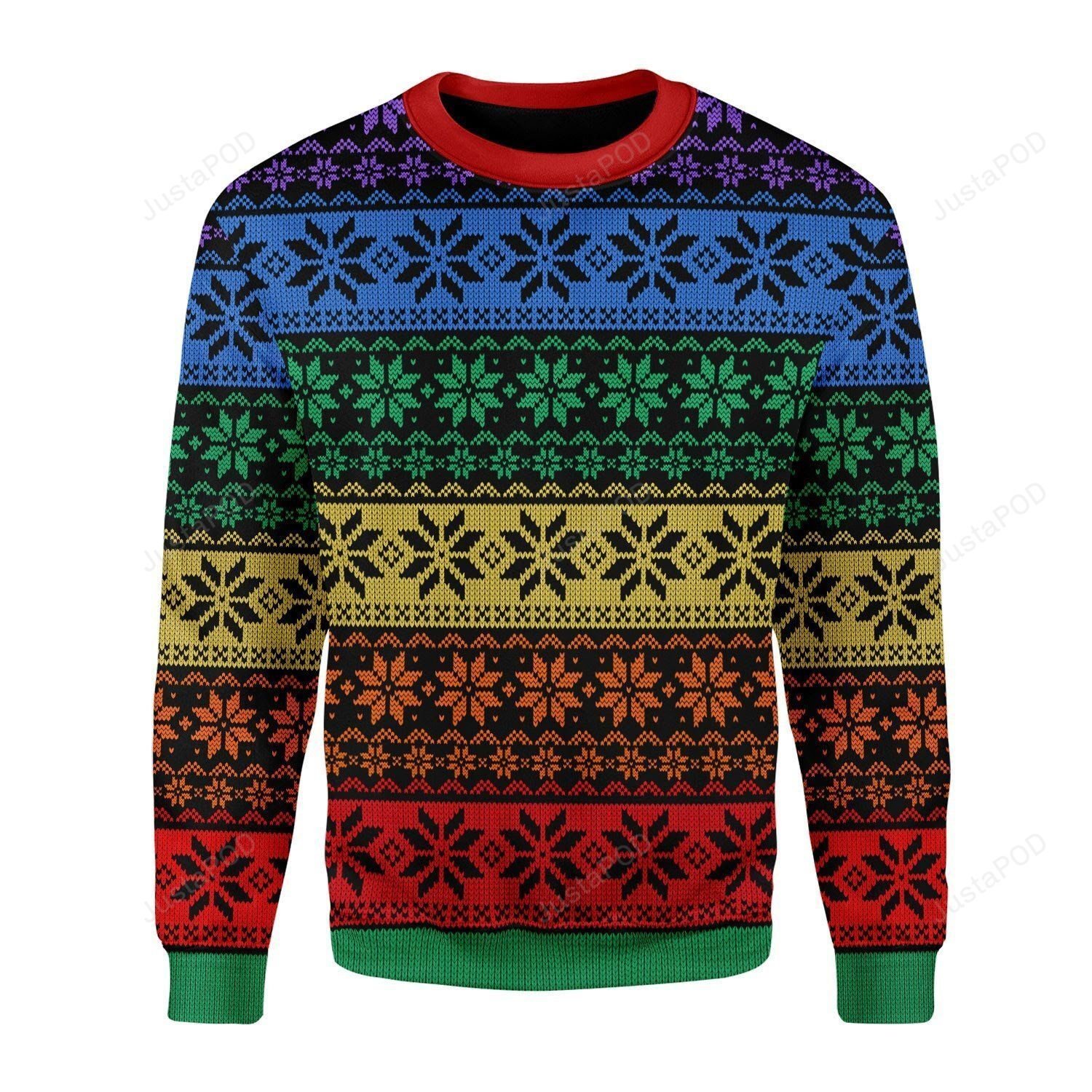 LGBT Pride Flag Ugly Christmas Sweater LGBT Pride Flag Ugly Christmas Sweater
