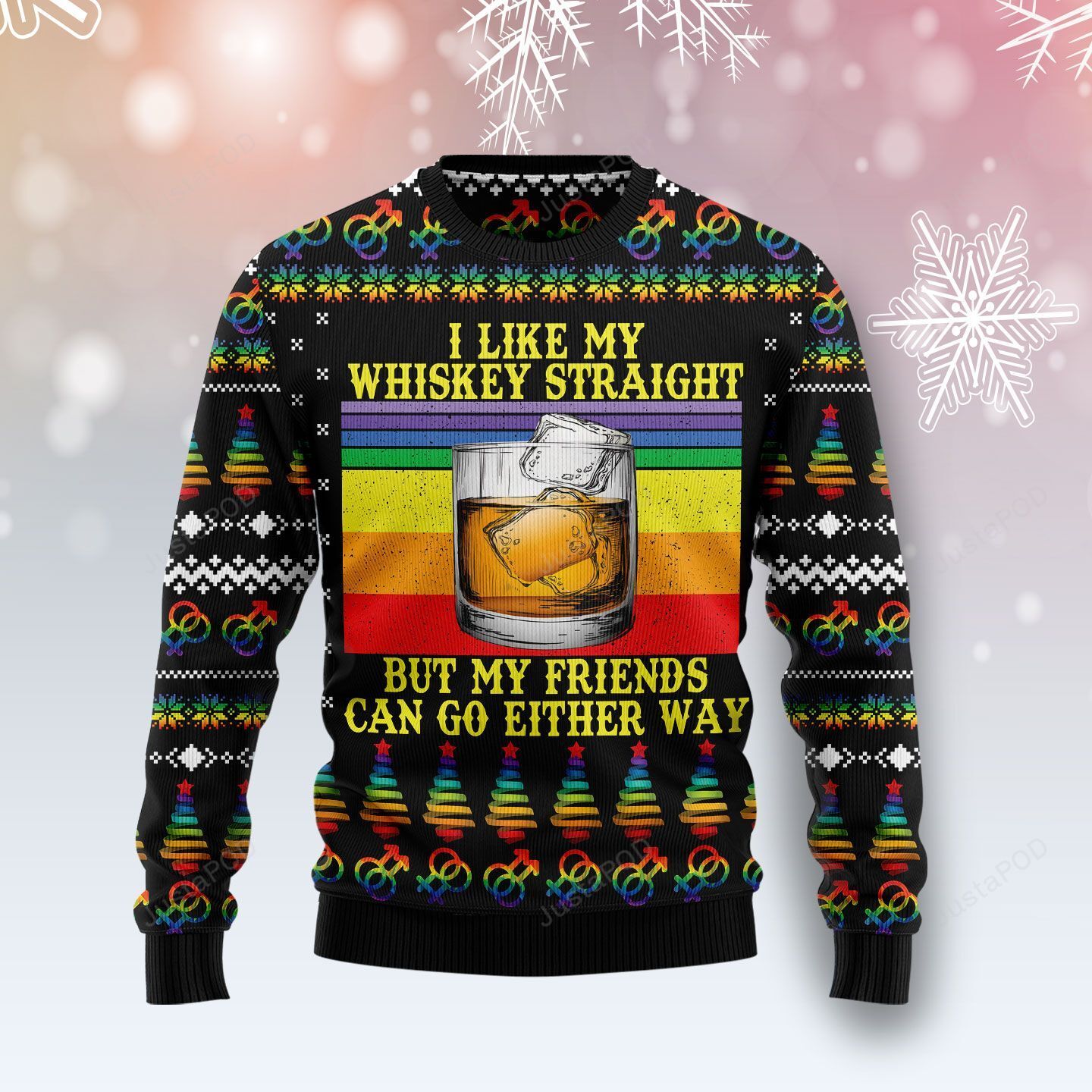 LGBT Whiskey Straight Ugly Christmas Sweater LGBT Whiskey Straight Ugly Christmas Sweater