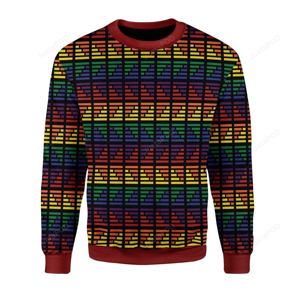 LGBTQ+ Flag Stripes Ugly Christmas Sweater LGBTQ+ Flag Stripes Ugly Christmas Sweater