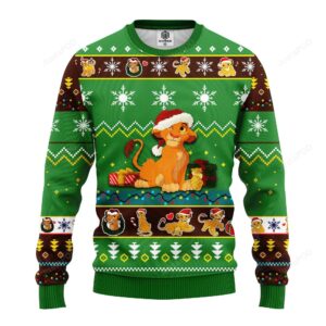Lion King Simba Ugly Christmas Sweater Green