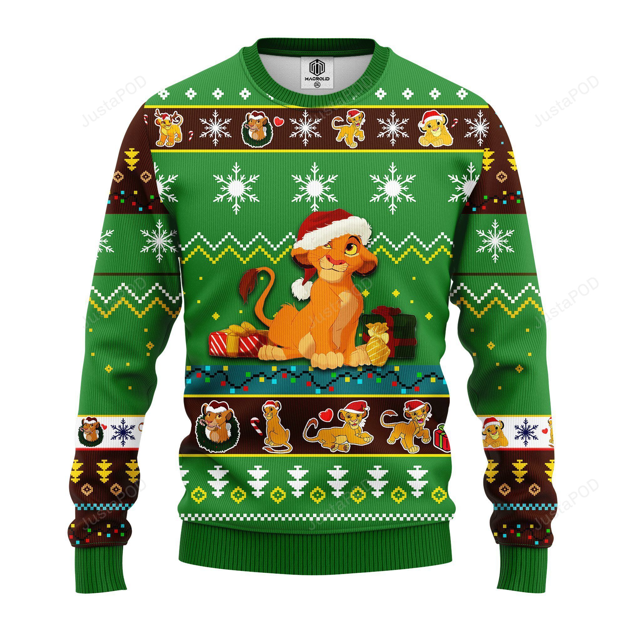 Lion King Simba Ugly Christmas Sweater Green Lion King Simba Ugly Christmas Sweater Green