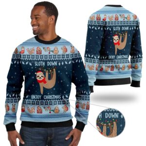 Lonely Sloth Down Enjoy Christmas Noel Pattern For Animal Lovers Unique Gifts Ugly Christmas Sweater
