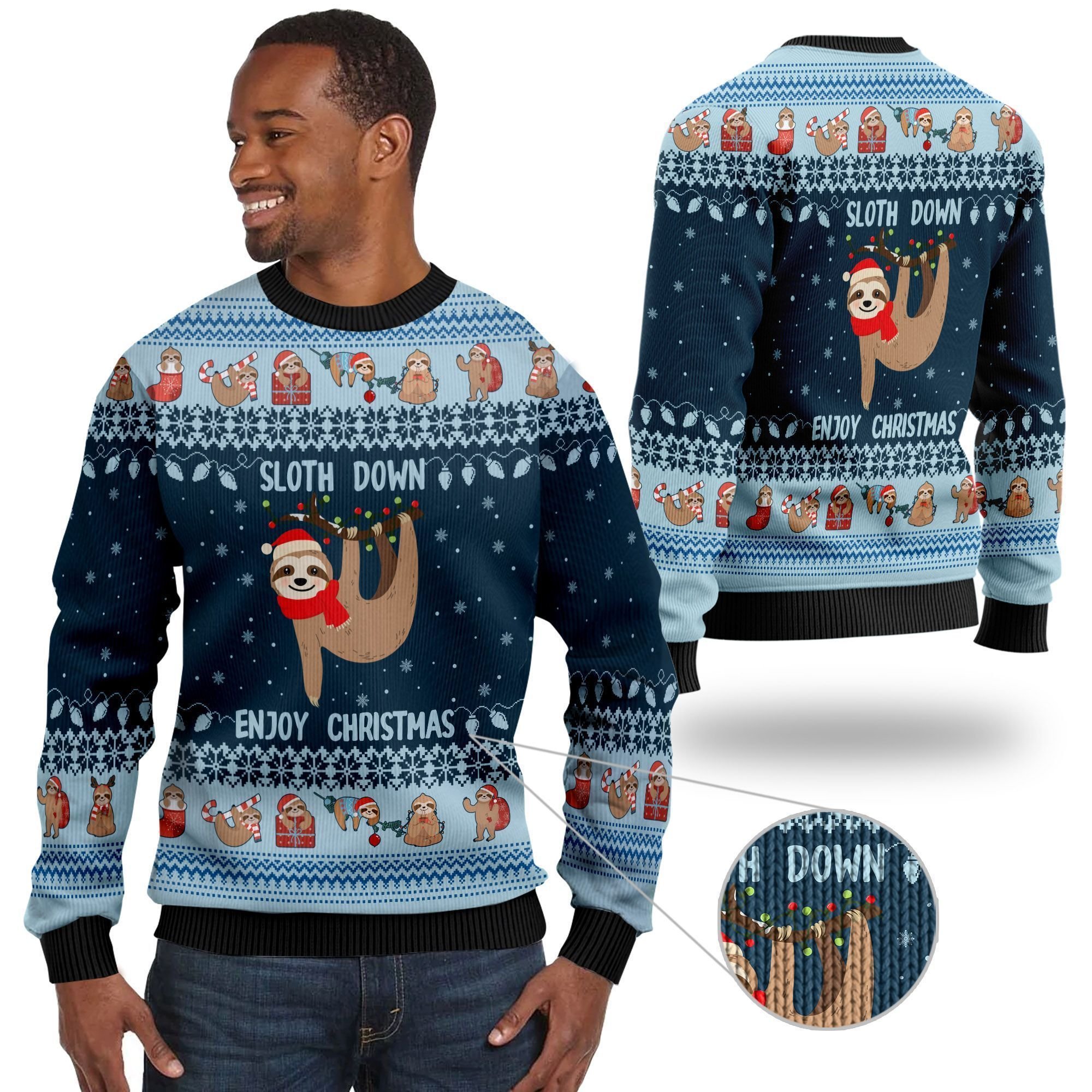 Lonely Sloth Down Enjoy Christmas Noel Pattern For Animal Lovers Unique Gifts Ugly Christmas Sweater Lonely Sloth Down Enjoy Christmas Noel Pattern For Animal Lovers Unique Gifts Ugly Christmas Sweater