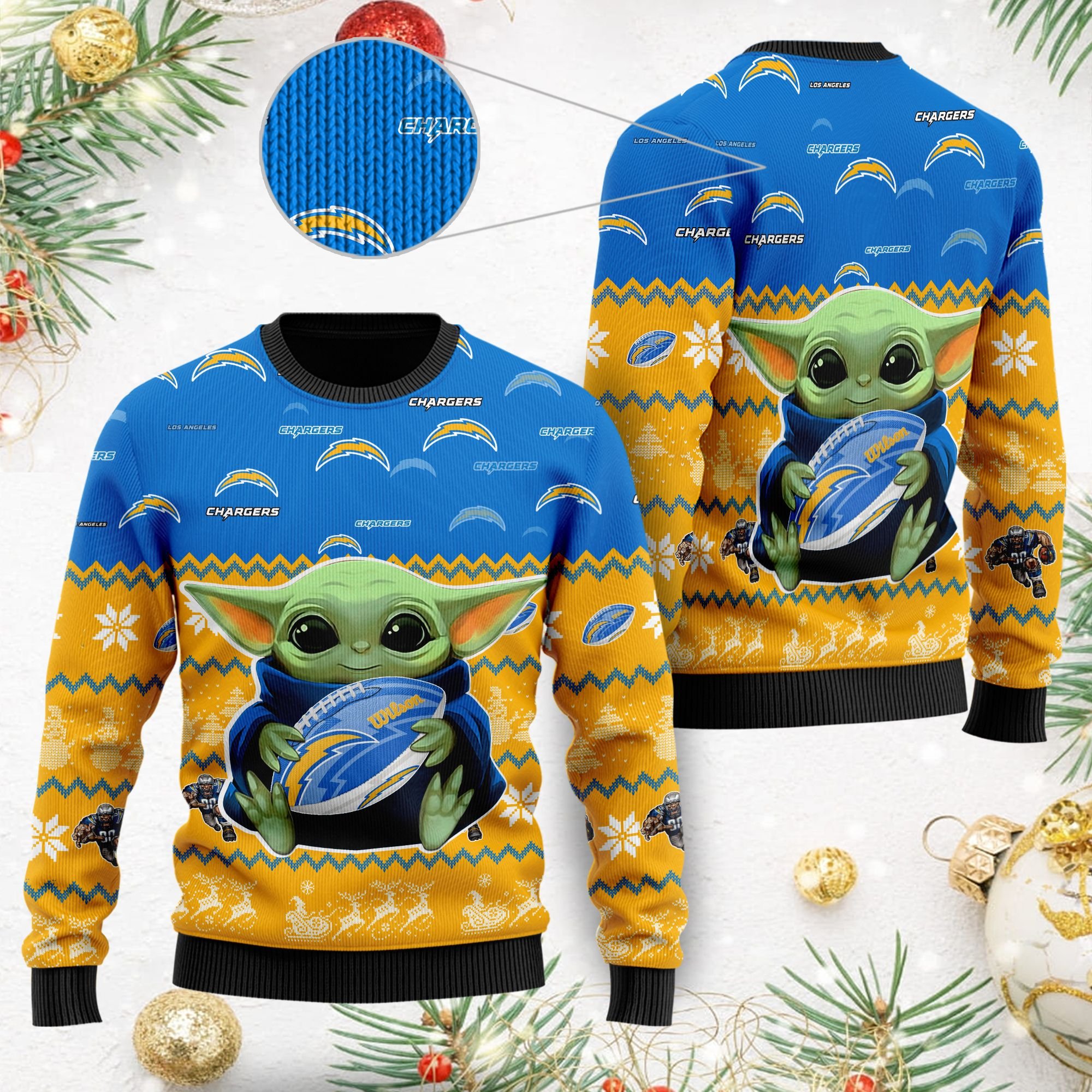 Los Angeles Chargers Baby Yoda Shirt For American Football Fans Ugly Christmas Sweater Los Angeles Chargers Baby Yoda Shirt For American Football Fans Ugly Christmas Sweater