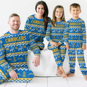 Los Angeles Chargers Best Holiday Matching Family Christmas Pajamas Ugly Christmas Sweater