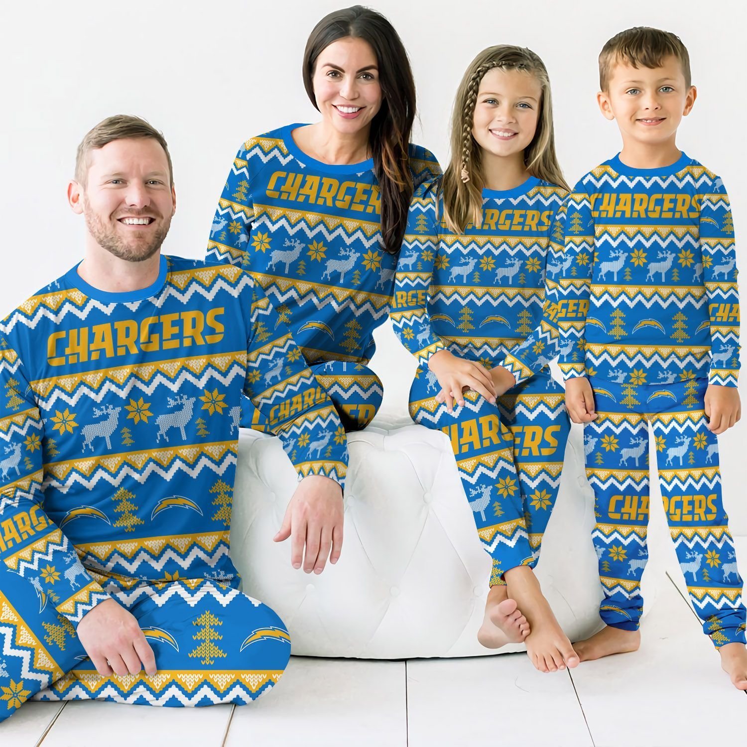 Los Angeles Chargers Best Holiday Matching Family Christmas Pajamas Ugly Christmas Sweater Los Angeles Chargers Best Holiday Matching Family Christmas Pajamas Ugly Christmas Sweater