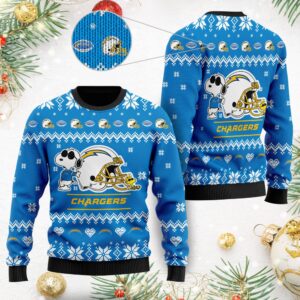 Los Angeles Chargers Cute The Snoopy Show Football Helmet 3D All Over Print Ugly Christmas Sweater