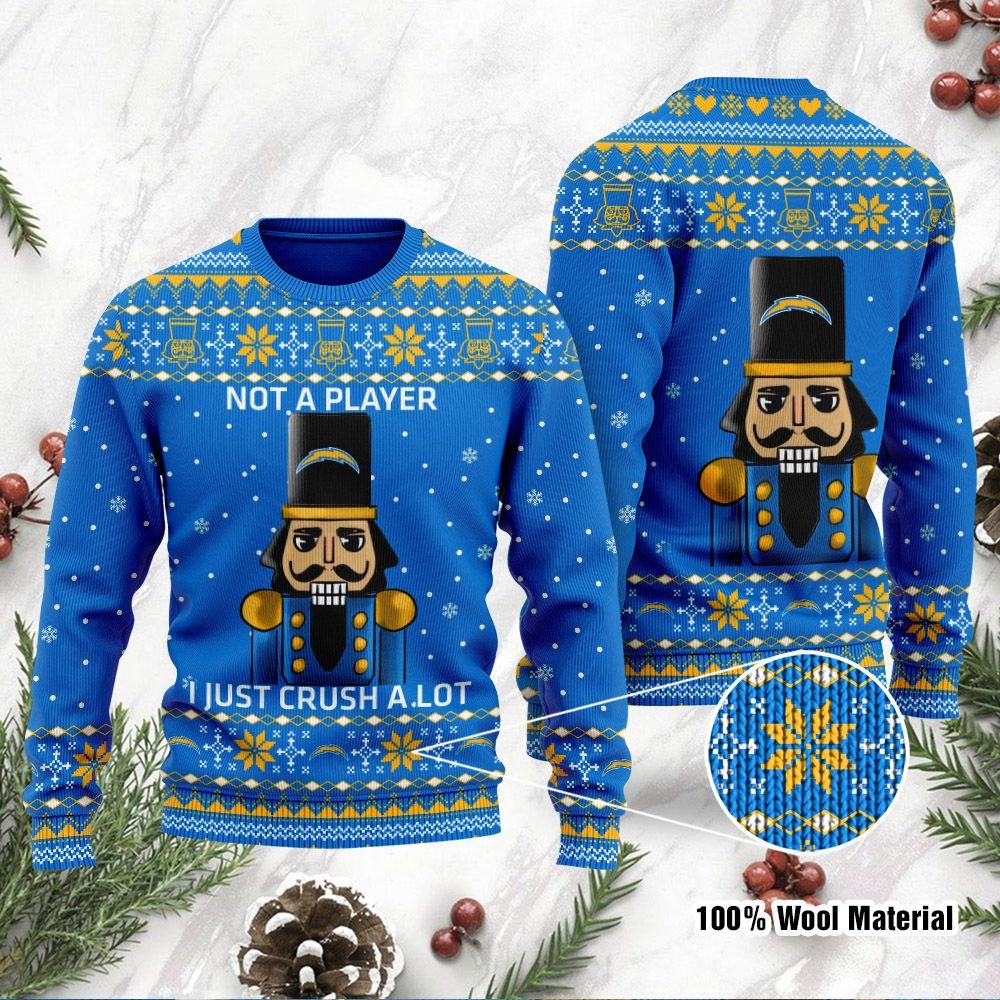 Los Angeles Chargers I Am Not A Player I Just Crush Alot Ugly Christmas Sweater Los Angeles Chargers I Am Not A Player I Just Crush Alot Ugly Christmas Sweater