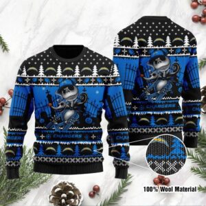 Los Angeles Chargers Jack Skellington Halloween Holiday Party Ugly Christmas Sweater