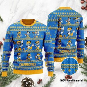 Los Angeles Chargers Mickey Mouse Holiday Party Ugly Christmas Sweater